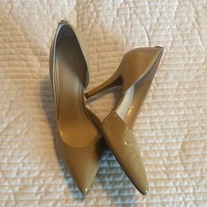 MICHAEL Michael Kors Patent Pointed-Toe Pumps in Light Taupe